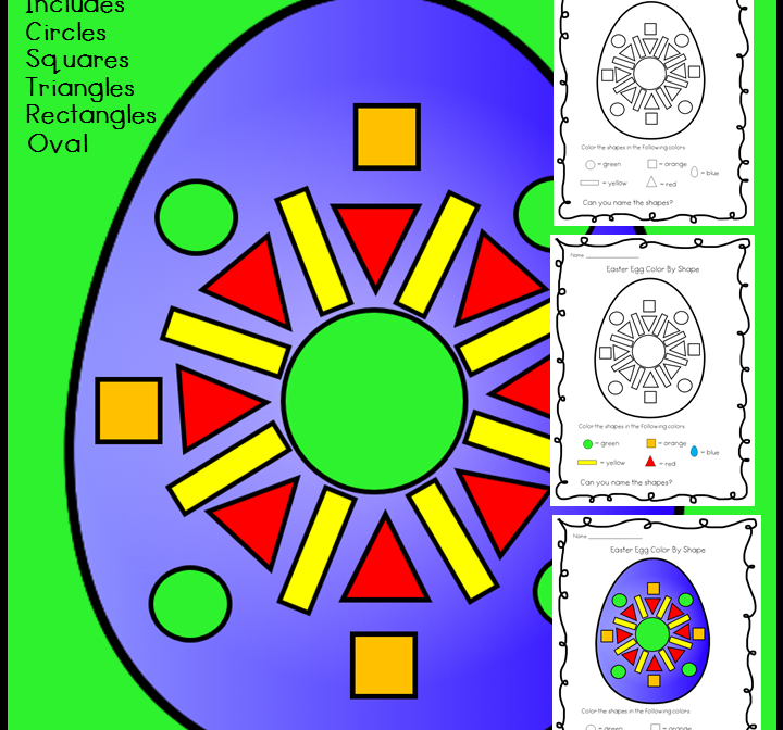 Easter Egg Color By 2D Shape Teaching Resources