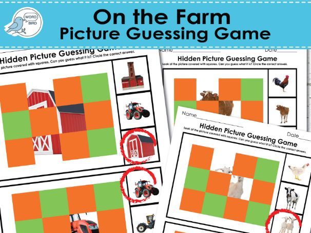 On the Farm Hidden Picture Guessing Game | 10 Pages | Preschool, ESL, Montessori