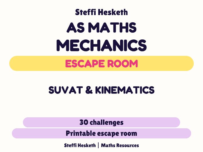 AS Mechanics SUVAT & Kinematics Escape Room | 30 A Level Maths Challenges