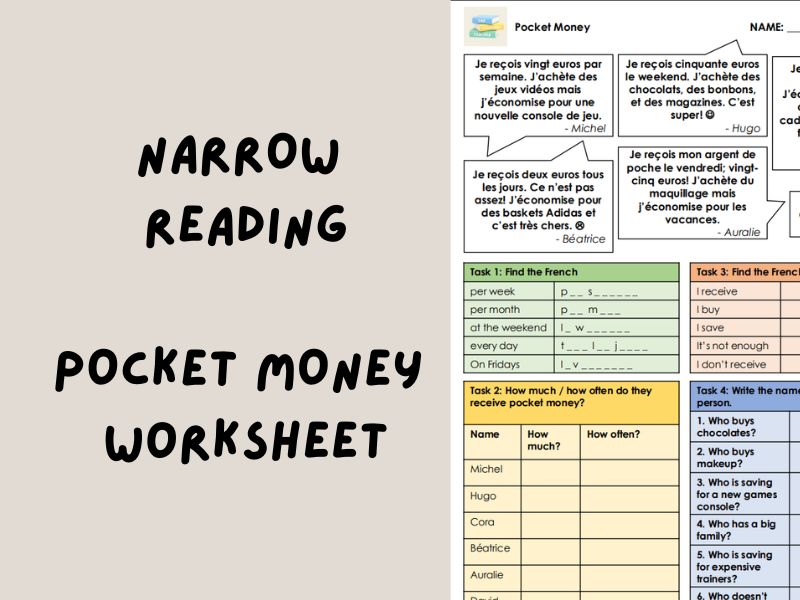 Pocket Money | Narrow Reading Worksheet
