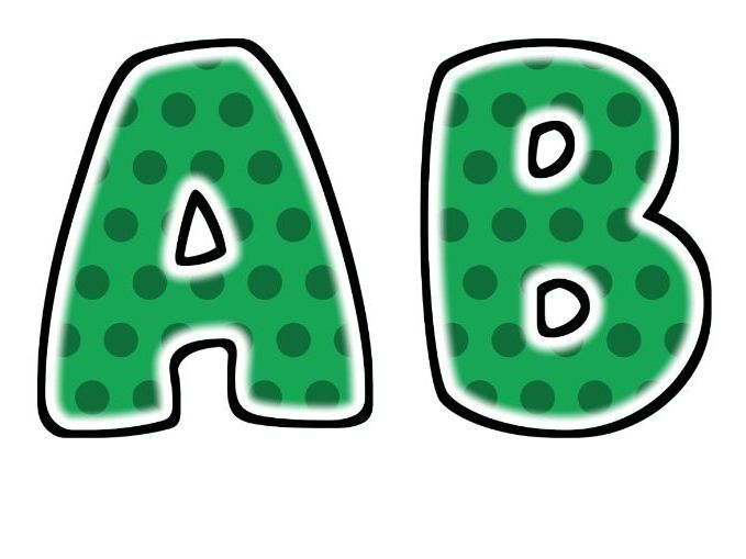 Green Polka Dot Glow Bubble Letters | Bulletin Board Letters | Classroom Display Pack
