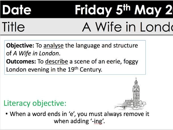 WJEC Eduqas poetry 'A Wife in London' Hardy with Boer War context and A3 extract sheet