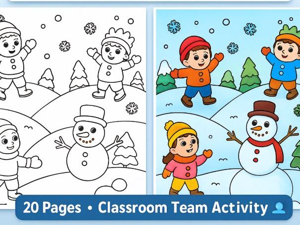 Winter Snowman Collaborative Coloring Poster