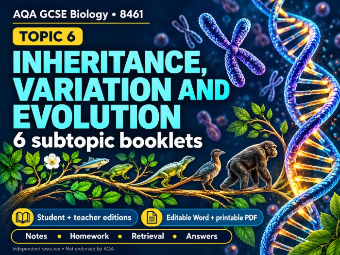 AQA GCSE Biology Inheritance, Variation and Evolution | Editable Notes and Activities