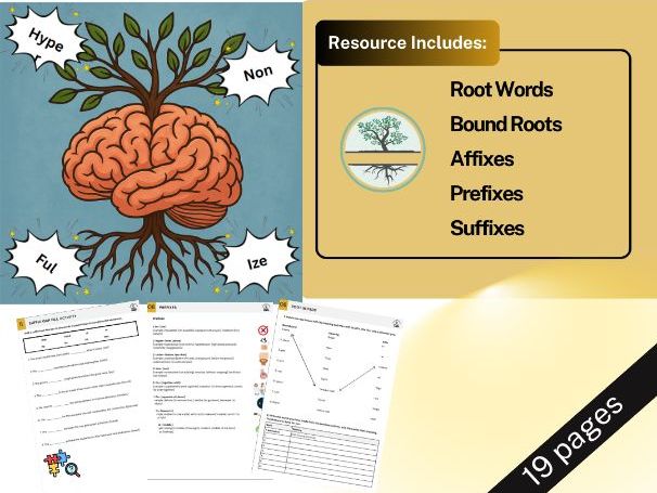 Root Words, Affixes (Prefix & Suffix) Lesson Plan - Yar 8 / Grade 7 - Worksheets, Game