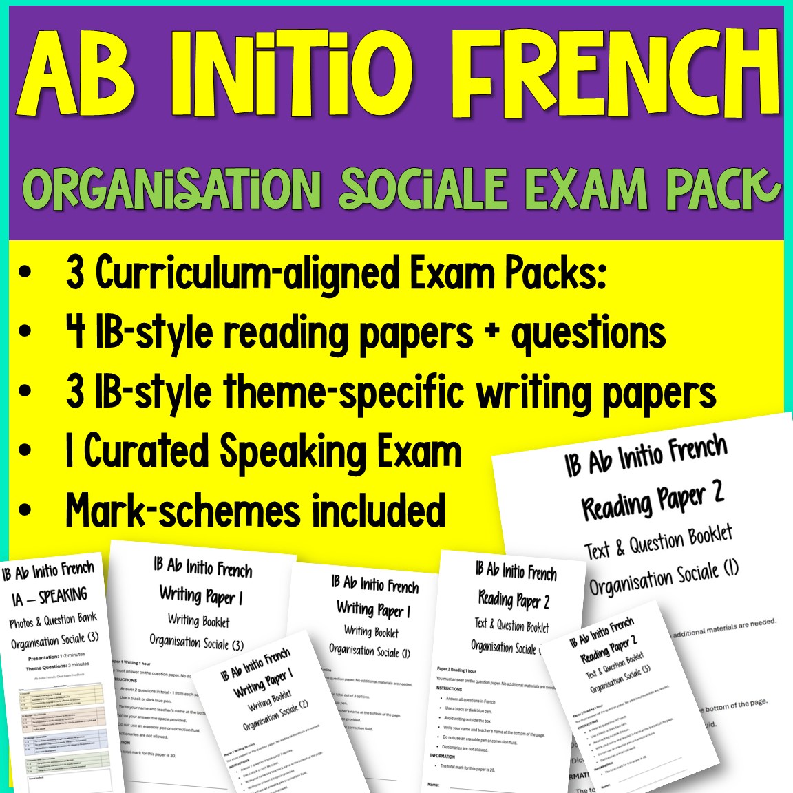 IB AB Initio French Organisation Sociale | Exam Prep Pack | Social Issues