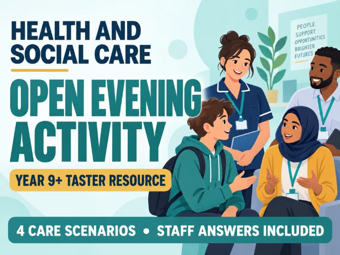 Health and Social Care Open Evening Activity | Year 9+ Level 2 Taster Resource