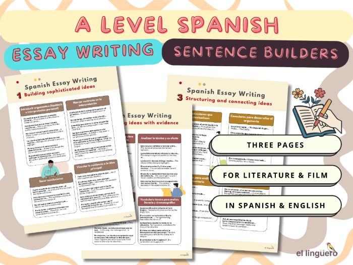 A Level Spanish Essay Writing Sentence Builders | Film & Literature Analysis Support