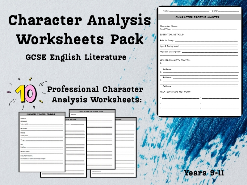 Character Analysis Worksheets Pack - GCSE English Literature