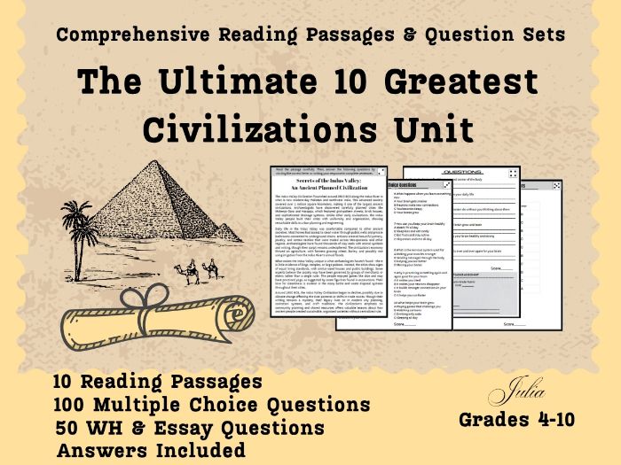 The Ultimate 10 Greatest Civilizations Unit: Comprehensive Reading Passages & Question Sets