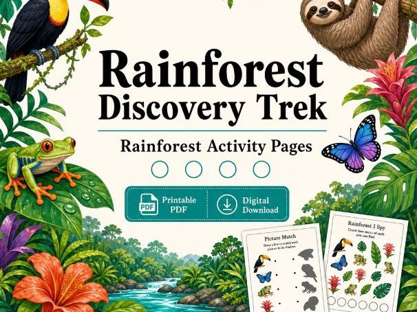 Rainforest Discovery Trek | Rainforest Activity Pages | Printable PDF | Digital Download