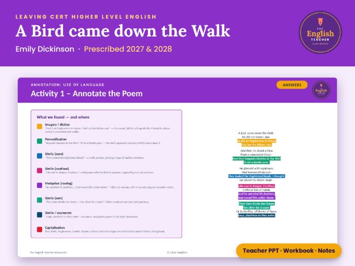 Dickinson: A Bird came down the Walk LC