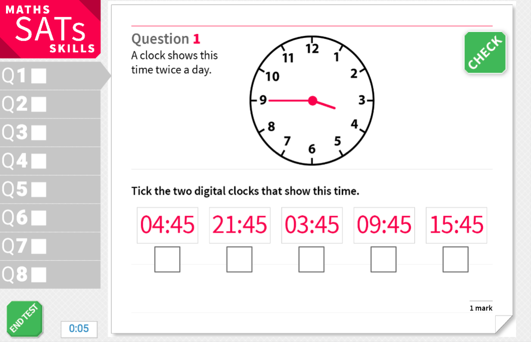 Convert time between analogue and digital KS2 Maths Sats Reasoning