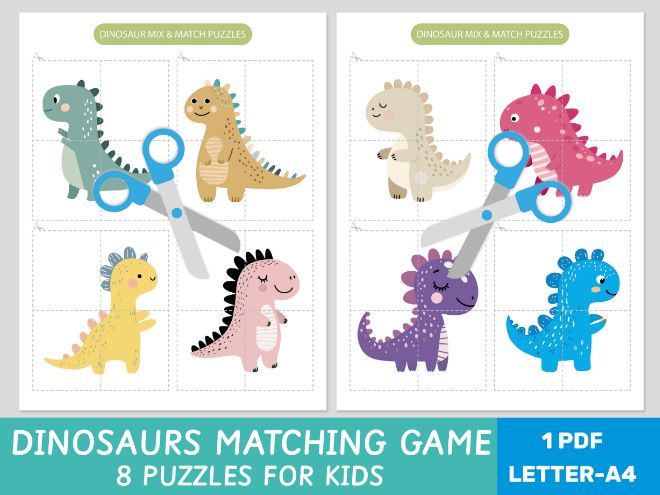 Dinosaur Puzzles - Matching Activity for EYFS