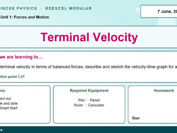 IGCSE Physics: Terminal Velocity | Edexcel Modular | Unit 1 | L13