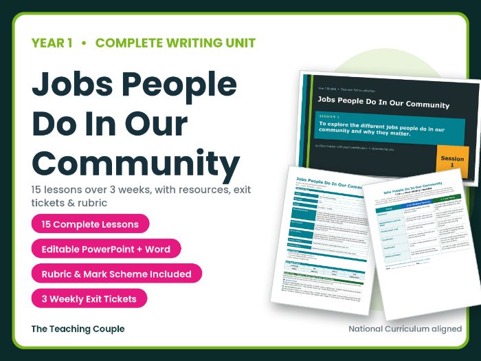 Jobs People Do In Our Community | Year 1 English Unit | 15 Complete Lessons + Resources