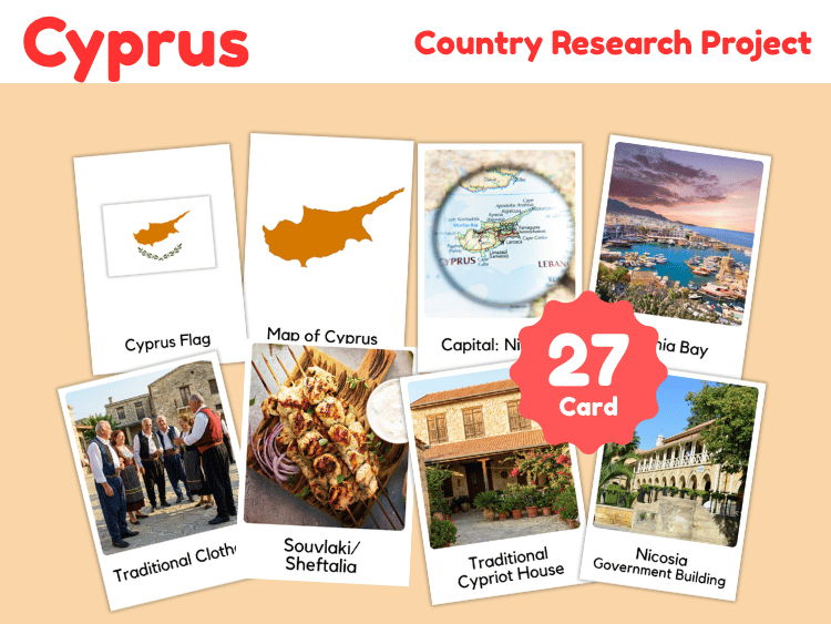 Cyprus Geography Flashcards | 27 Printable Country Study Cards