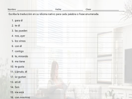 Object Pronouns Translating Spanish Worksheet | Teaching Resources