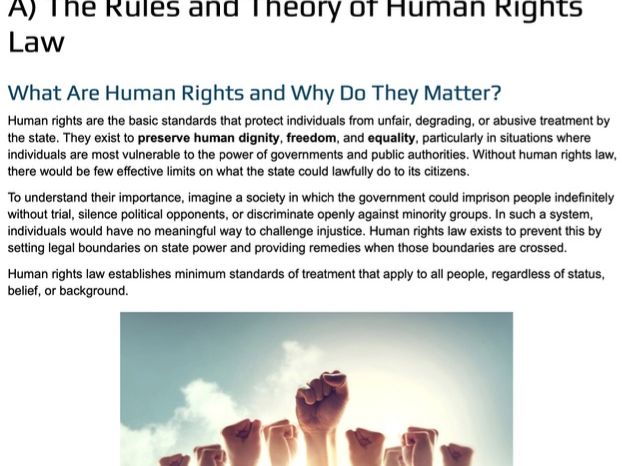 A Level Law: Human Rights -  Notes on Rules & Theory of HR Law (WJEC/OCR/AQA)