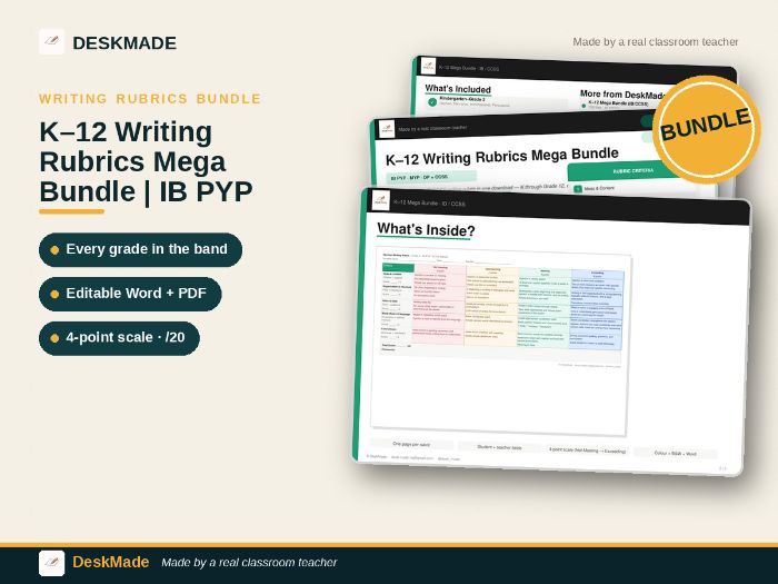 K–12 Writing Rubrics Mega Bundle | IB PYP MYP DP + CCSS | All Grades | Editable