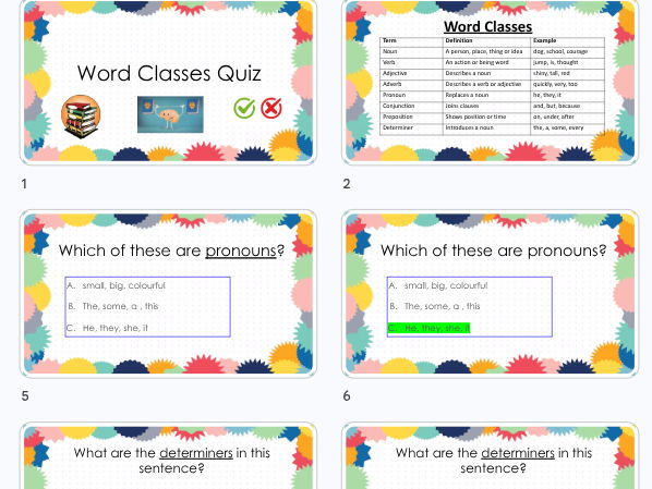 Year 6 SATs SPaG: Word Classes Grammar slide (21 Exam-Style Questions & Answers) – GPS Lesson Slides