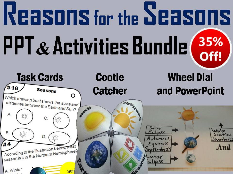 Reasons for the Seasons Task Cards, PowerPoint and Activities Bundle