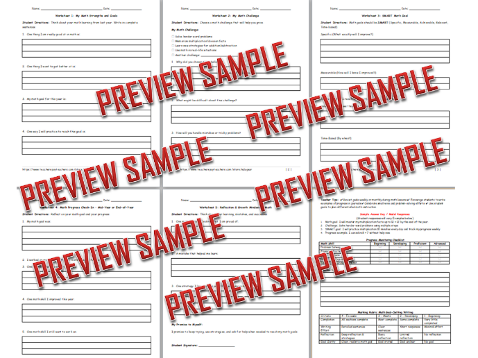Math Goal Setting Writing + New Year 2026 Art Coloring | Updated Yearly