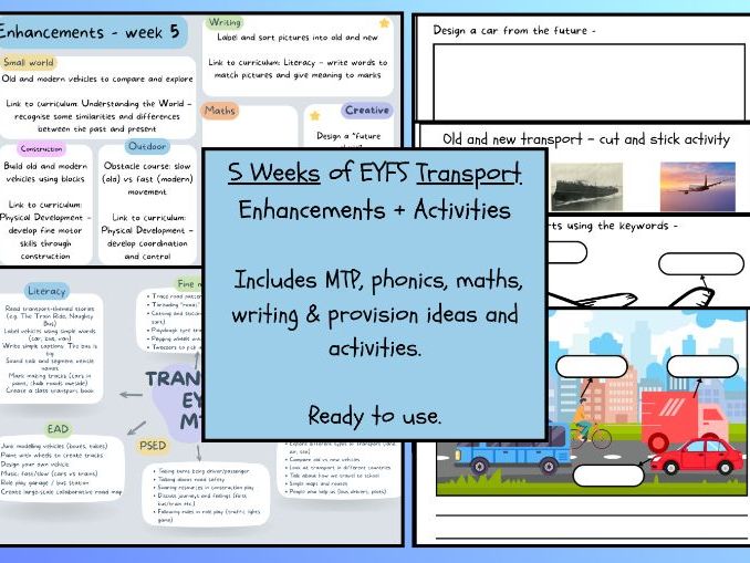 EYFS Transport Topic Pack – 5 Weeks of Enhancements, Activities & MTP (Reception)