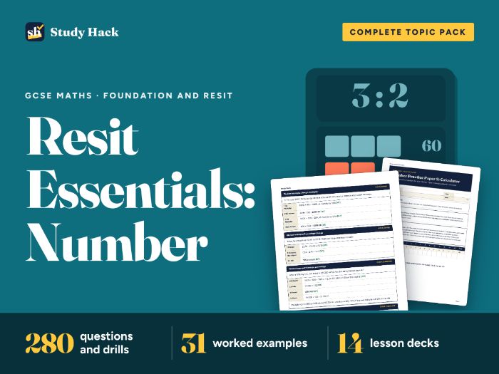 GCSE Maths Number (Foundation and Resit): AQA-style workbook, practice papers and lessons