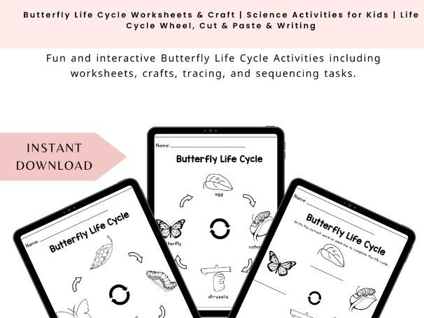 Butterfly Life Cycle Worksheets & Craft | Science Activities for Kids
