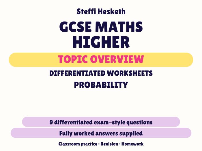 GCSE Higher Probability | Topic Overview Differentiated Worksheet