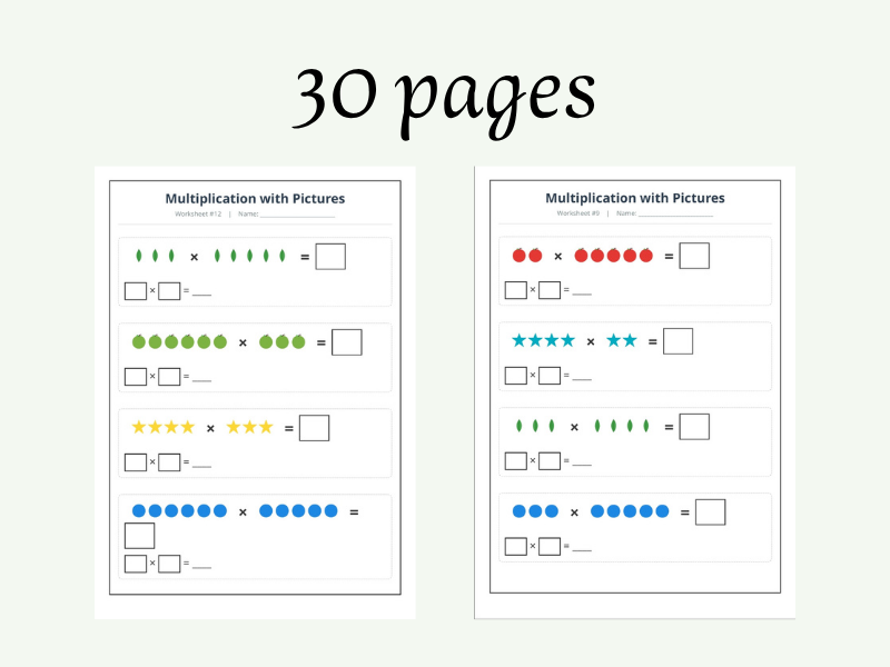 Visual Multiplication Worksheets | 30-Page Bundle