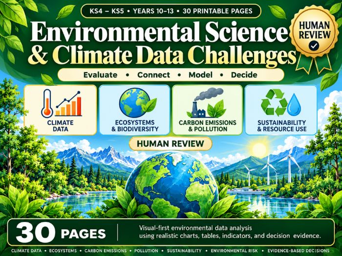 Environmental Science & Climate Data Challenges  KS4–KS5  Sustainability & Data Analysis