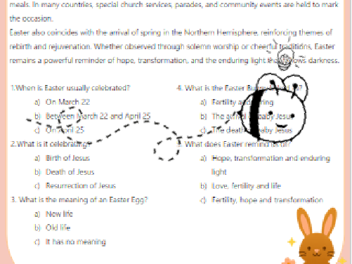 Easter Comprehension Worksheet