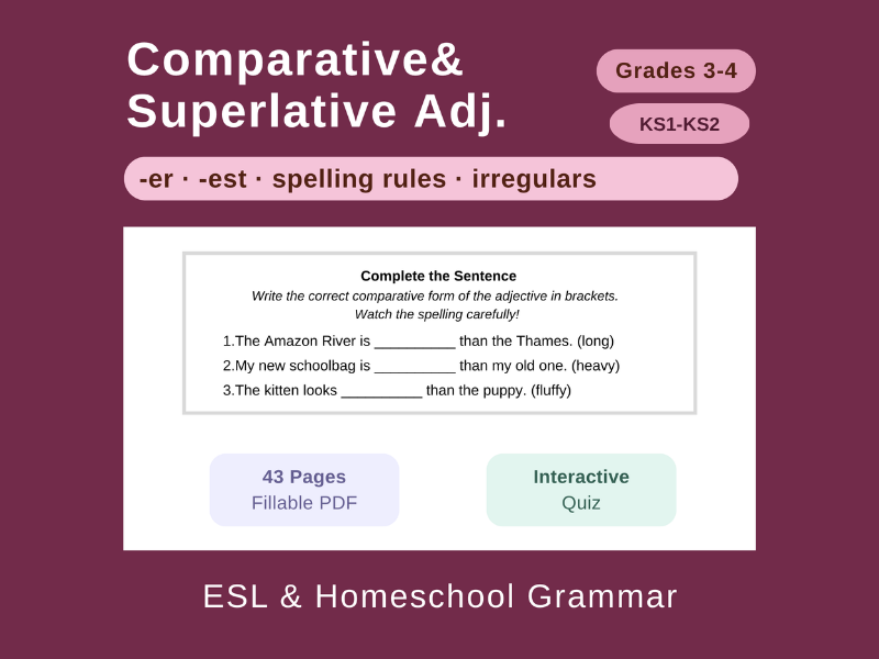 Comparative Adjectives: US English K1-2