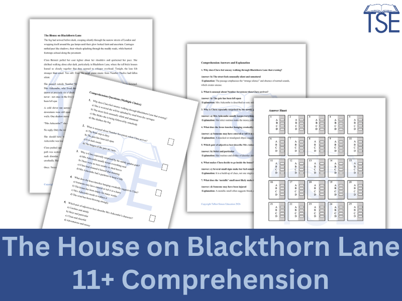 11+ GL English Comprehension Paper - The House on Blackthorn Lane - Multiple Choice