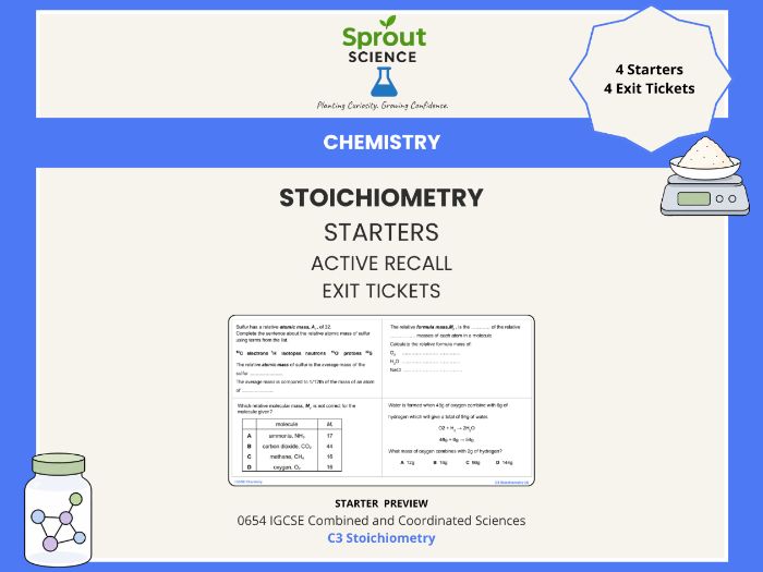 C3 Stoichiometry | Starter Activities & Exit Tickets | IGCSE Chemistry