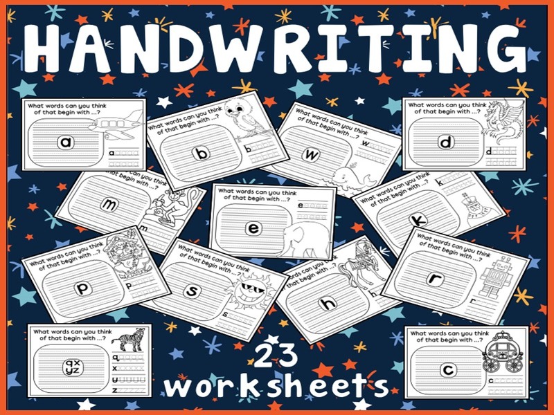 HANDWRITING WORKSHEETS TEACHING RESOURCES ENGLISH WRITING LETTERS b&w