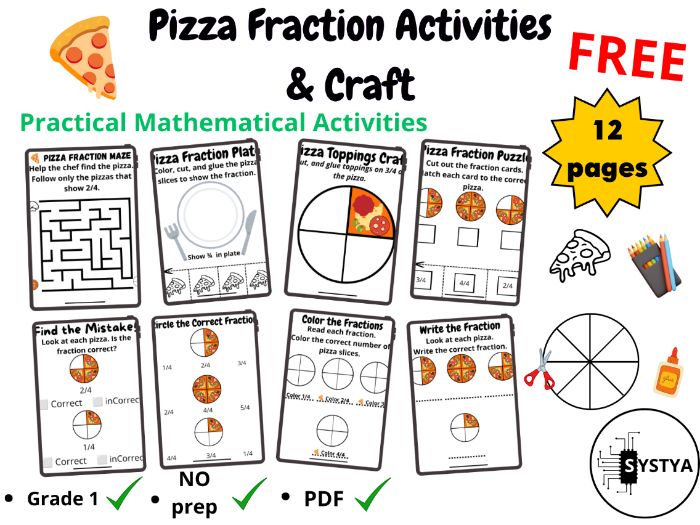 Pizza Fractions | Fraction Activities & Craft | Printable Math Worksheets | No Prep PDF