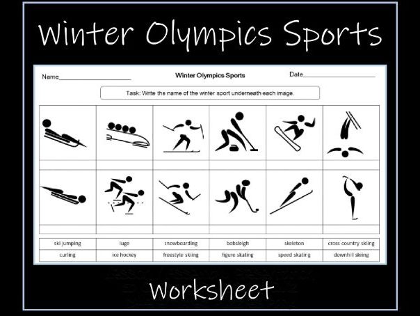 Winter Olympics Sports Worksheet