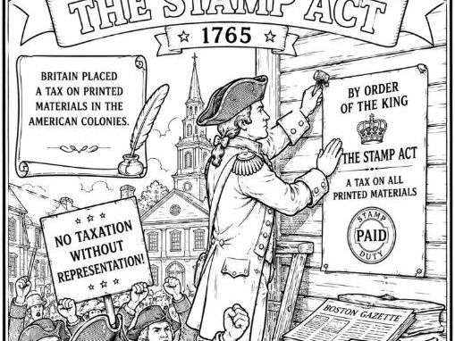 American Revolution Colouring Page- the Stamp Act