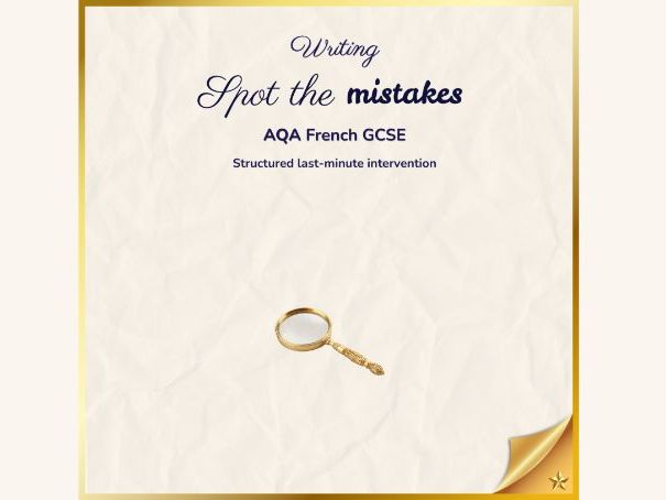 Spot the mistakes – Writing intervention – AQA French GCSE