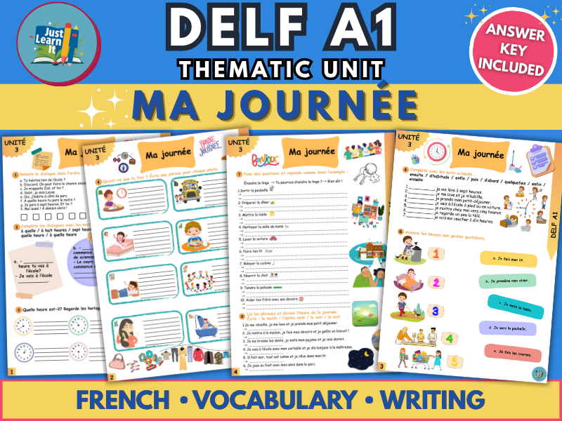 DELF A1 French Daily Routine Worksheets