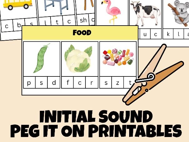 Initial Sounds Peg It On Printable Provision Activity Game