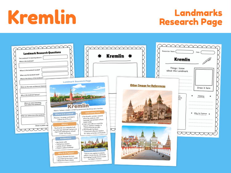 Kremlin Landmark Research Project | History & Geography Worksheets