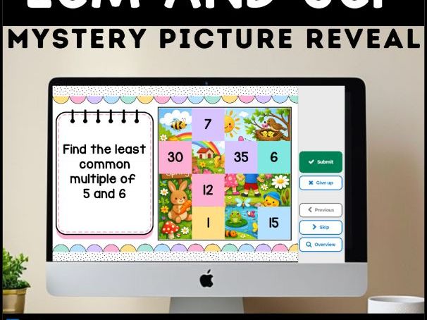 Spring Math Mystery: LCM and GCF | Reveal the Hidden Picture