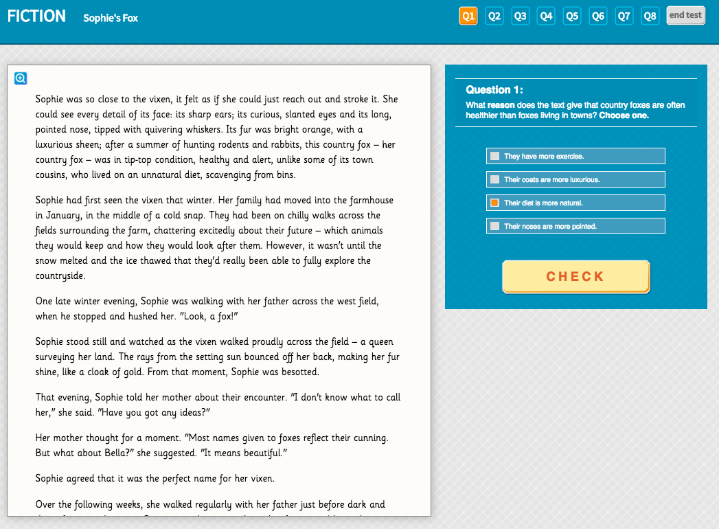 Sophie's Fox - Interactive Exercise - Year 5 Reading Comprehension (Fiction)