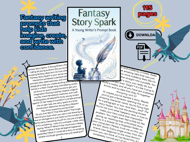 Fantasy Story Spark Creative Writing Prompts for Young Writers Imagination, Storytelling, Grds  3-7