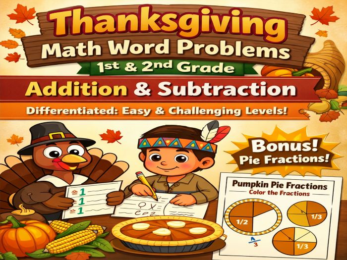 Thanksgiving Math Word Problems Gr 1-2