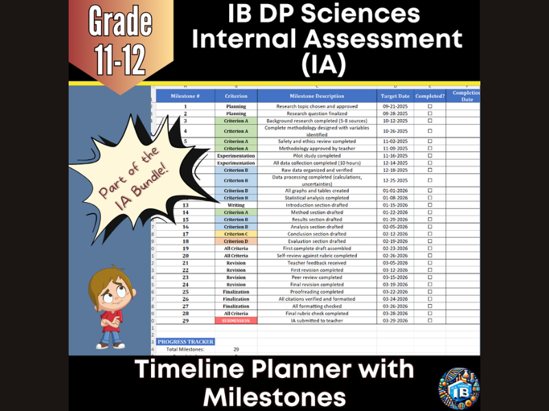 IB DP Sciences Internal Assessment IA Timeline Planner and Milestones 2026